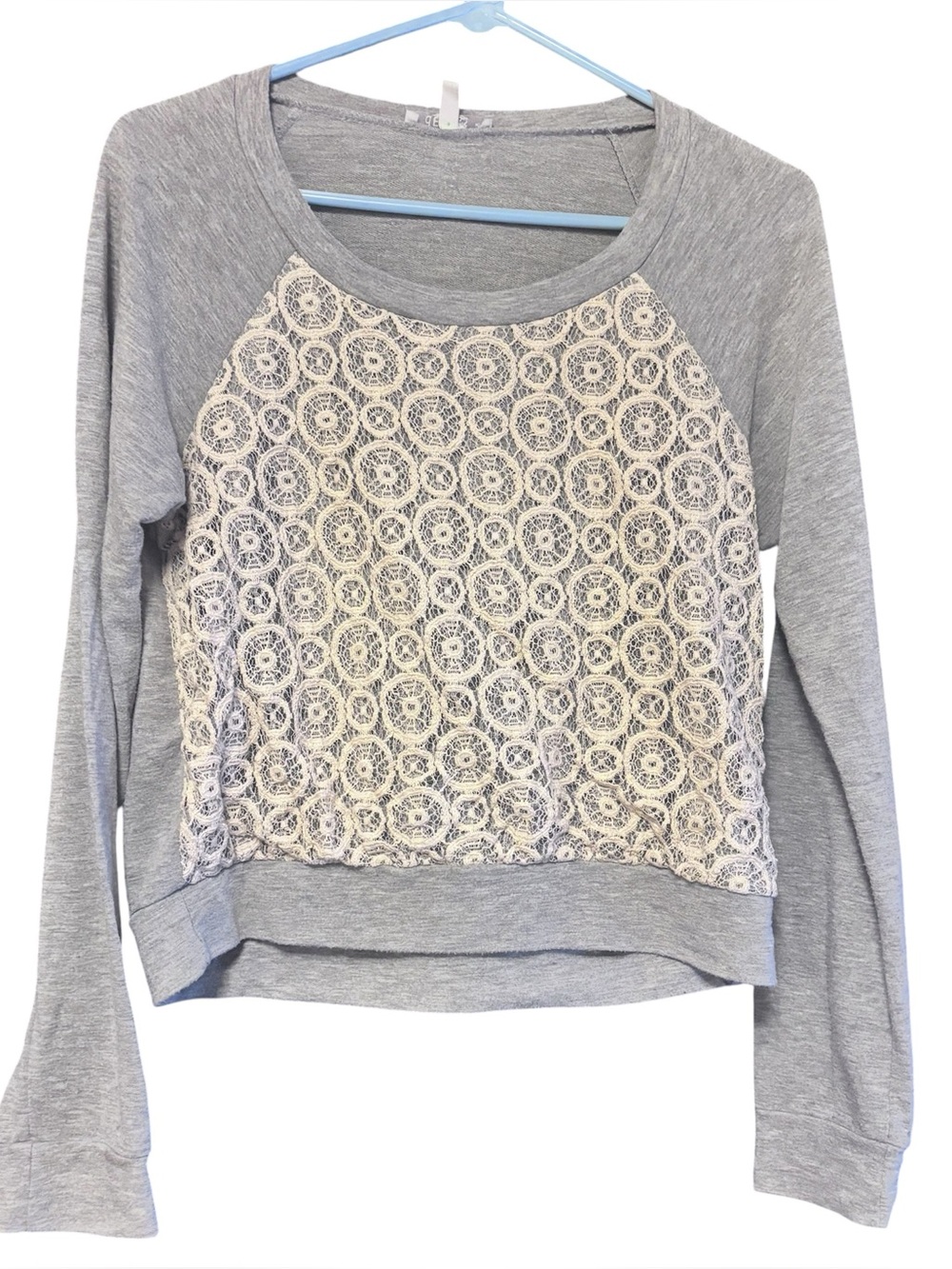 Delias Long Sleeve Shirt With Lace Overlay Size Medium